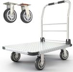 2200 lbs. Capacity Foldable Push Cart Dolly | Moving Platform Hand Truck | Heavy Duty Space Saving Collapsible | Swivel Flat Bed Wagon - Furniture Luggage Lifting