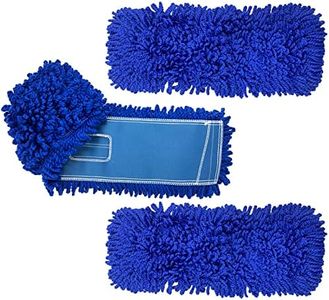 KLEEN HANDLER 3 Pack of 36 Inch Microfiber Dust Mop, Large Washable Commercial Dust Mop, Sweeper, Janitorial Dust Mop Head Replacement, Push Mop Broom, Blue