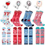 ANOTION Nurse Gifts Funny Nurse Socks Nurse off Duty Socks Gifts For Women Nurses Week Appreciation Gifts Graduation Gift, 2 Pink and 2 Blue, One Size