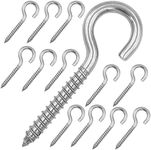 YAIRMIS Pack of 12 M6 Metal Hooks, heavy-duty304 Stainless Steel Screw Hooks, self-Tapping Eye-Ring Bolt Hooks, Wooden Terminal Eye-Hole Hooks, Pendant Lights and Wires, Strong