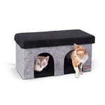 K&H PET PRODUCTS Thermo-Kitty Duplex Indoor Heated Cat House Classy Gray 12 X 24 X 12