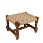 Generic Wooden Handmade Woven Stool Small Square & Jute Stool || Charpai Khat Manjhi Stool Wooden Small Decorative Chowki Handicrafts Gift Item Home & Living Room Decoration - 31 Cm, 26 Cm, Brown