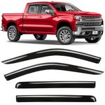 Voron Glass Tape-on Extra Durable Rain Guards for Trucks Chevrolet (Chevy) Silverado/GMC Sierra 1500 2019-2026 Crew Cab, Window Deflectors, Vent Window Visors, 4 Pieces - 100362