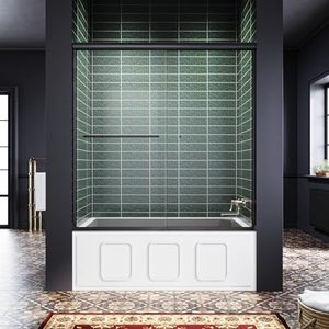 ELEGANT Double Sliding Bathtub Shower Door 60" W x 62" H, Adjustable Framed Bathtub Door with 1/4" Tempered Glass,Black Finish