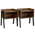 Yaheetech Bedside Table Set of 2 Industrial Nightstand Stackable End Table with Open Front Storage Compartment Retro Rustic Chic Wood Look 2Pcs Accent Furniture with Metal Legs Rustic Brown