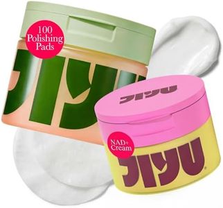 JiYu Korean Skincare Bundle – NAD+ Hydrating Face Moisturizer (50 ml) + Toning Polish Pads (100 Count) – Brightening & Hydrating Daily Skincare Routine for All Skin Types