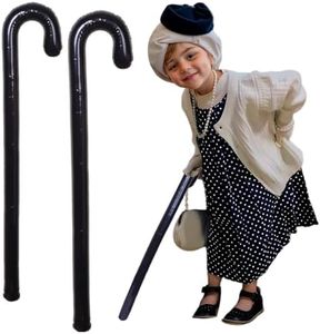 Honcloud 2Pcs Old Man Inflatable Cane 100 Days of School Costume Accessories PVC Blow Up Cane Walking Stick Crutch Gag Gift Senior Retirement Party Decorations Gifts Santa Claus Costume
