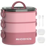 Lunch Box, Stackable 3 Layers Containers, Portable 94OZ Large Capacity Leakproof Bento Box with Spoon & Fork & Sauce Boxes, Microwave Safe Lunch Box for Kids and Adults