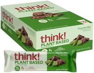 thinkThin Vegan/Plant Based High Protein Bars - Chocolate Mint, 13g Protein, 5g Sugar, No Artificial Sweeteners, Gluten Free, GMO Free*, Best Nutritional Snack/Meal Bar, 1.94 oz bar (10 Count)