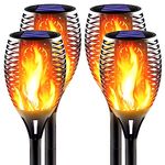 Awethone Solar Flickering Flame Torch Light, Large Size Ultra-Bright Solar Torch with Upgraded Battery, Waterproof Landscape Decoration Lighting for Garden, Yard, Pathway, 4 Pack