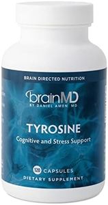 Dr. Amen brainMD Tyrosine - 1000 mg, 120 Capsules - Mood & Adrenal Support Supplement, Promotes Mental Focus, Clarity & Alertness, Energy Booster - Gluten-Free - 60 Servings