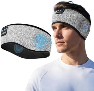 LC-dolida Bluetooth Headphones Headband, Reflective Black Headband Headphones Wireless, High Visibility Bluetooth 5.4 Over ear headphones Cooling Headband for Night Cycling, Jogging, Hiking, Outside