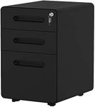 YITAHOME 3-Drawer Rolling File Cabinet, Metal Mobile File Cabinet with Lock, Filing Cabinet Under Desk fits Legal/A4 Size for Home/Office, Fully Assembled-Black