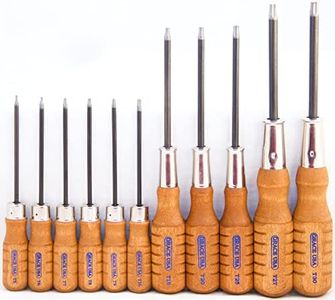Grace USA Star Screwdriver Set, 11 Sizes, Torx Head, Steel Alloy Blade, Wooden Handle, Fits Hexalobular Internal Screws, Gunsmith Tools, Handcrafted, Made in USA