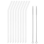 Reusable Clear Silicone Drinking Straws, 8 Pcs Long Flexible Straws with 2 Cleaning Brushes for 20 and 30 oz Yeti/Rtic/Ozark Tumblers, BPA free, no Rubber Taste