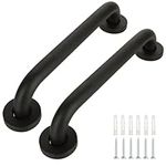 JMIATRY 2 Pack Grab Rails for Bathroom, 16 Inch Anti Slip Shower Handles for Seniors Disabled Elderly, Black Chrome Stainless Steel Safety Shower Handle Support Rail, Toilet Grab Handle