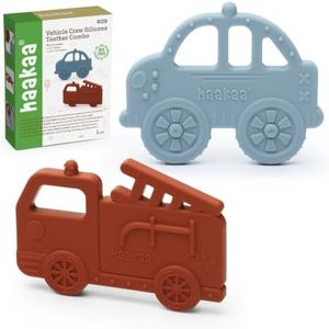 haakaa Vehicle Crew Silicone Baby Teething Toys, Car & Fire Truck, 2 Pack