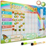 (Rainbow) Magnetic Reward Chart with Golden Stars, Encourage Good Behaviour and Develop Life-Long Positive Habits. Reward Stars, Marker Pens & Activity Magnets..