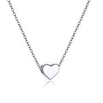 Heart Necklace 925 Sterling Silver Tiny Pendant Woman Chain Friendship Valentine Day Gift Dainty Heart Choker Necklaces for Women