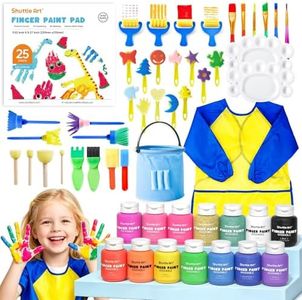 Shuttle Art Washable Finger Paint Set, 53 PCS with 14 Colors (2 fl oz), Paint Brushes, Sponge, Palette, Non-Toxic Finger Painting for Toddlers