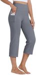 Willit Women's Yoga Capris Pants High Waist Leggings Crop Athletic Exercise Workout Capris Straight Leg 21" Gray 3XL