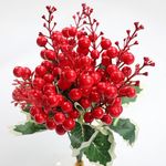 APSAMBR 5pcs Red Berries Berry String Bundle Christmas Decoration Tree Garland Wreath DIY Supplies Artificial Flowers Fruit New Year Wedding