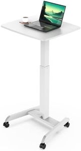 Mount-It! Rolling Desk Adjustable Height, Laptop Cart, Computer Desk with Wheels 23.6" x 20.5", Rolling Laptop Stand, Mobile Workstation Cart for Bed, Small Rolling Computer Table with Wheels (White)