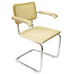Marcel Breuer Cesca Cane Cantilever Armchair Arm Chair w/Chrome Frame & Natural Wood (Made in Italy)