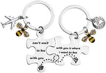 MYOSPARK Couple Keychain Set Can't Wait to Bee with You with You is Where I Want to Bee Puzzle Piece Keychain (Bee with you keychain set)