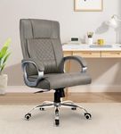 Vergo Swift Ergonomic High Back Premium Leatherette Office Chair with Fixed Armrests, Heavy Duty Metal Base | Home Office Desk Chair, 3 Years Warranty (Grey)