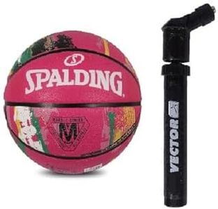 Spalding Marble Pink Women Basketball Ball Size 6 with Ball Inflating Air Pump