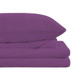 Viviland Plush Micro Fleece Queen Bed Sheet Set - Soft Fuzzy Polar Fleece Velour Velvet Sheets - Extra Warm Winter Fleece Bed Sheets with Deep Pocket - Purple - Queen