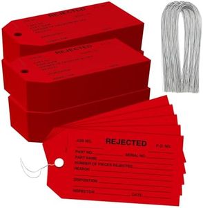 1000 Pack Rejected Tags with Wire - Red Defective Product Inspection Tags, Cardstock 4-3/4" x 2-3/8" for Manufacturing Quality Checks