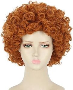 yuehong Adult Cosplay Wig Short Wavy Orange Full Wig Party Halloween Costume Wig