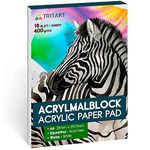 TRITART Acrylic Paper for Painting A4 400g/m²- Acrylic Paint Paper for Acrylic Colours & Oil Painting - 18 White Sheets - Acid Free Acrylic Paint Pad - Heavy Duty Painting Paper