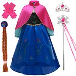 Kids Anna Princess Costumes Birthday Party Halloween Costume Cosplay Dress up for Little Girls 4T 5T(A58,120)