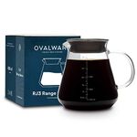 Glass Range Coffee Server Four Pour Over Coffee & Tea - 800ml/27oz Ovalware Microwave Safe & Heatproof 2.5mm Thick Glass Body