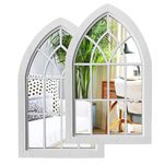 ZEXUIRU 2PCS Arched Window Wall Mirror,Rustic Farmhouse Accent Mirror, Wood Framed Entry Mirror for Living Room,Bathroom,Bedroom,Kitchen,15.7x10.5 Inches…