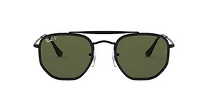 Ray-Ban RB3648M The Marshal II Hexagonal Sunglasses, Black/Polarized G-15 Green, 52 mm