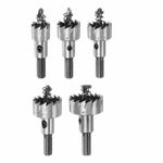 UPTODATETOOLS 5pcs Hole Saw Kits 16mm 20mm 22mm 25mm 32mm High Speed Steel (HSS) Drill Bits Set Cutters for Stainless Steel Aluminum Alloy Plastic