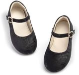 THEE BRON Toddler Girls Dress Shoes Ballet Mary Jane Flats Princess Costume Shoes(AF456 Toddler,Black/6M)