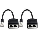 Duttek RJ45 Ethernet Splitter, RJ45 Network Splitter Cable, RJ45 1 Male to 2 Female Network Adapter for Ethernet Cat 5/CAT 6 LAN Ethernet Cable Extender Surf Online (Use Simultaneously) 20cm (1-Pair)