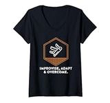 Womens Improvise Adapt & Overcome, Swiss Knife T-Shirt V-Neck T-Shirt