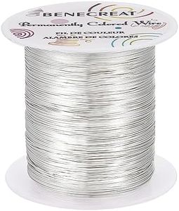 BENECREAT 24 Gauge 87 Yards Tarnish Resistant Silver Wire Jewelry Beading Wire for Beading Wrapping and Other Jewelry Craft Making