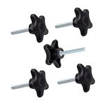 POWERTEC QNB3010 5-Star Stud Knob, 1/4"-20, 2" Long, 5 PK, Black