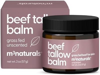 M3 Naturals Grass Fed Beef Tallow for Skin, Body and Face | Unscented Moisturizing Honey Balm with Cold-Pressed Olive Oil and Beeswax, 2 oz (57g)