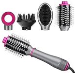 SevenPanda Hair Dryer Brush Hot Air Brush Set, Newest 4 in 1 Air Styler with Hairdryer, Hot Air Brush, Hair Diffuser, Hot Brush Suitable for All Hair Types, Ionic Care Frizz-Free - Gray