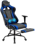 BestOffice Gaming Chair Office Chair Desk Chair Massage Pu Leather Recliner Racing Chair with Headrest Armrest Footrest Rolling Swivel Task Pc Ergonomic Computer Chair for Back Support, Blue