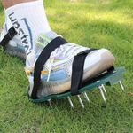 SRZ Lawn Aerator Sandals Garden Grass Aerator Garden Excavation Garden Soil Loosening Soil Aerator Gardening Sandals + Watering Nozzle (4 Buckle Straps, 26 Bolts, 1 Spanner)