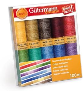 Gutermann 731149-1 Thread Set Natural Cotton 100m x 10 reels Multicolor, Multi-Colour